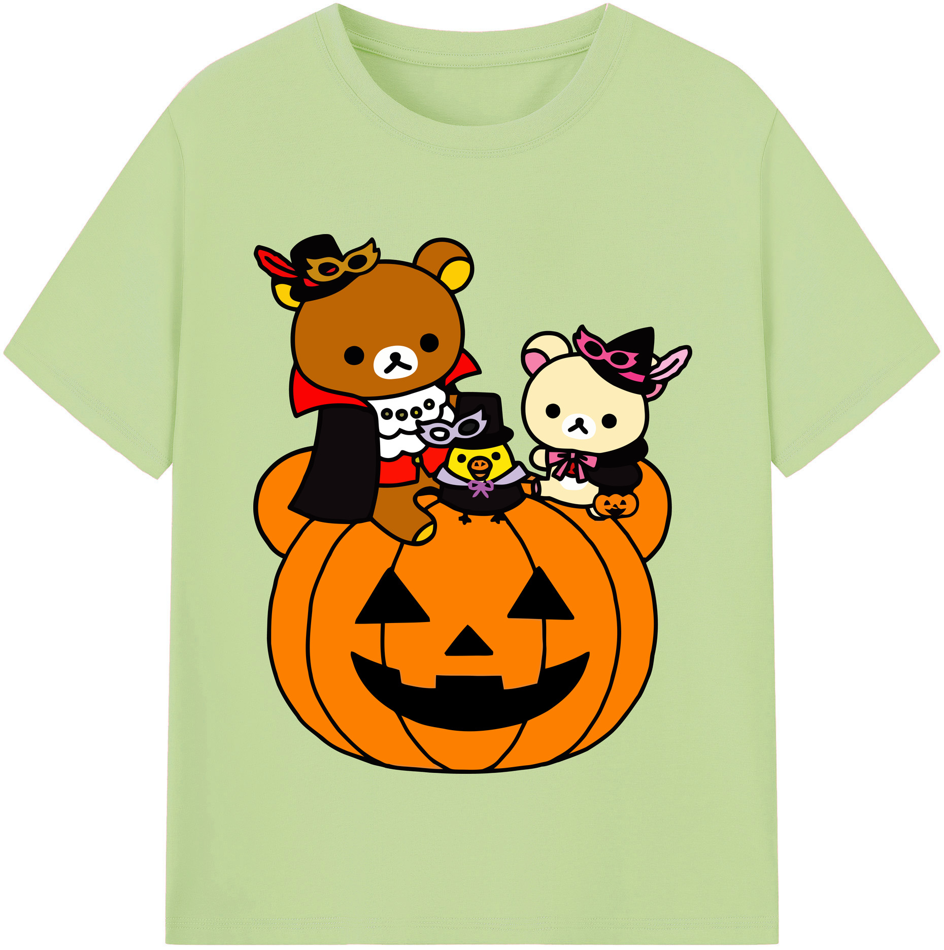 （画像用） リラックマ リラックマ キイロイトリ Rilakkuma Korilakkuma Kiiroitori 綿100％半袖Tシャツ（フロントプリント）